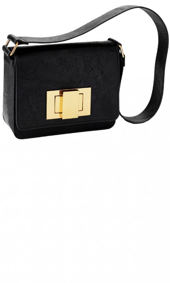 H&M SS13 Black Shoulder Bag With Gold Hardware