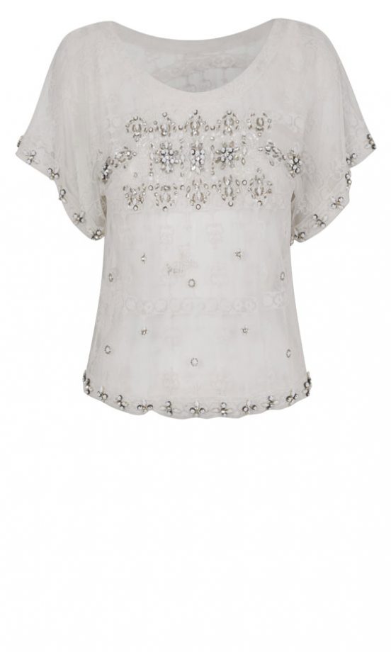 Miss Selfridge SS13 White Embellished Top