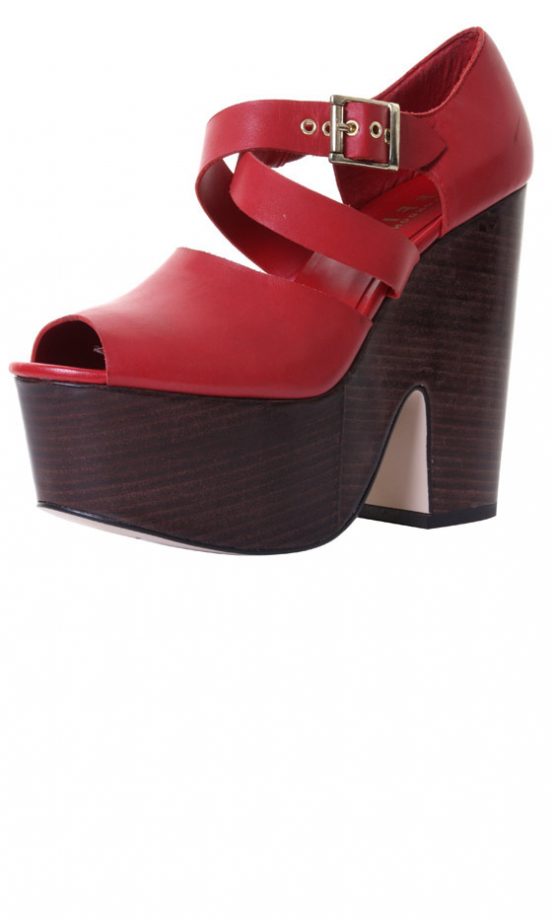 Office SS13 Red Chunky Heels