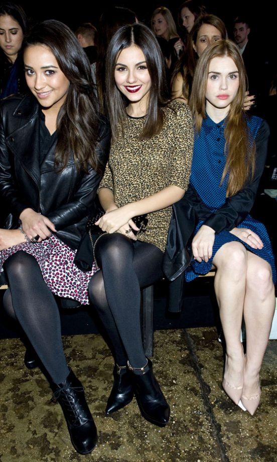 Shay Mitchell, Victoria Justice And Holland Roden At The DKNY AW13 Show At New York Fashion Week, 2013