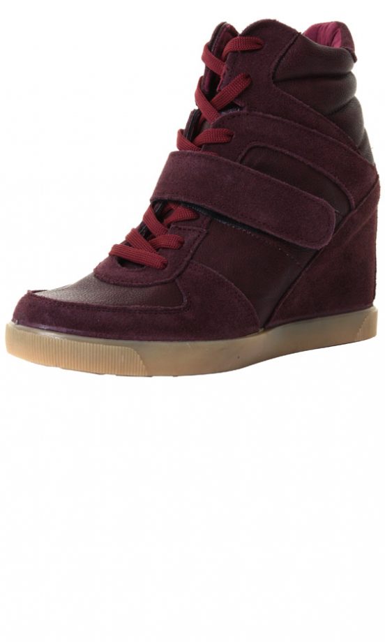 Office SS13 Maroon Wedge Trainers