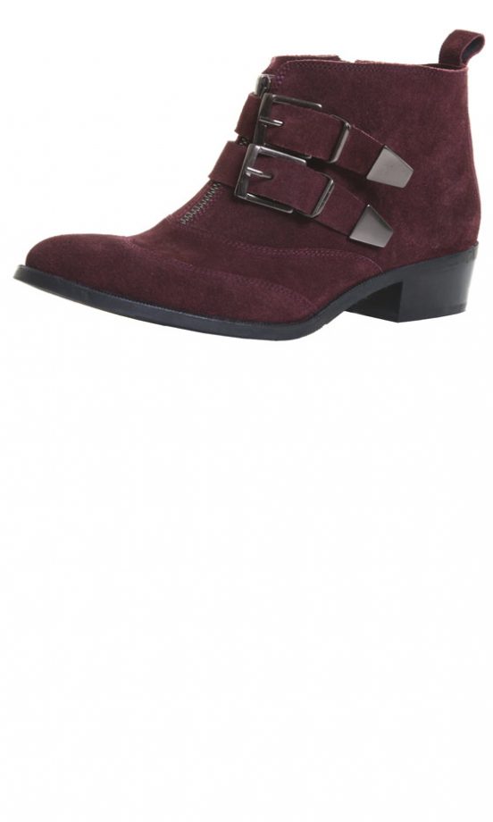Office SS13 Maroon Buckled Boots