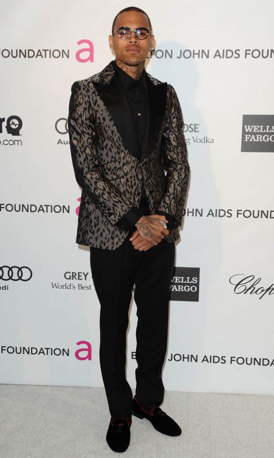 Chris Brown At Elton John's Oscar Party, 2013