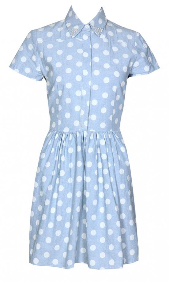 Boohoo Polka Dot Denim Dress, £20