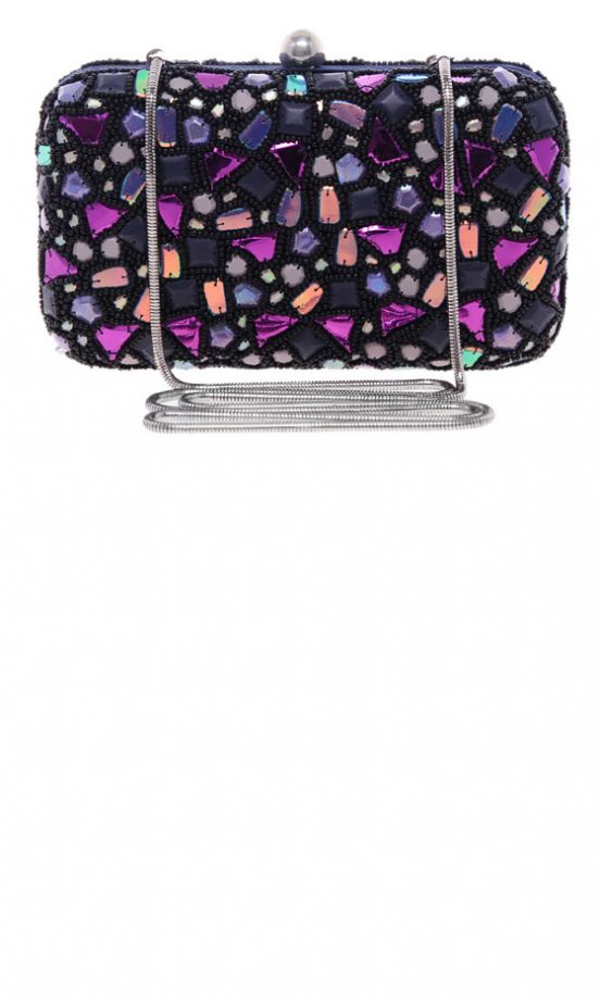 French Connection Purple Jewelled Box Clutch, £75