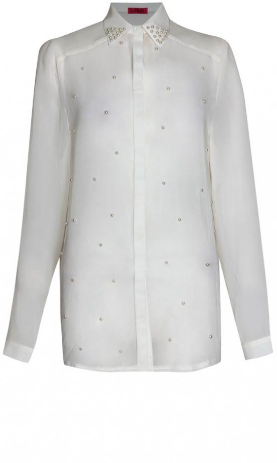 Boohoo Pearl Embroidered Shirt
