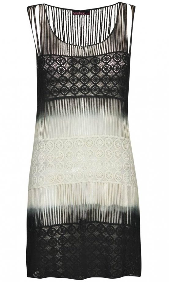 Boohoo Black And White Thread Dress