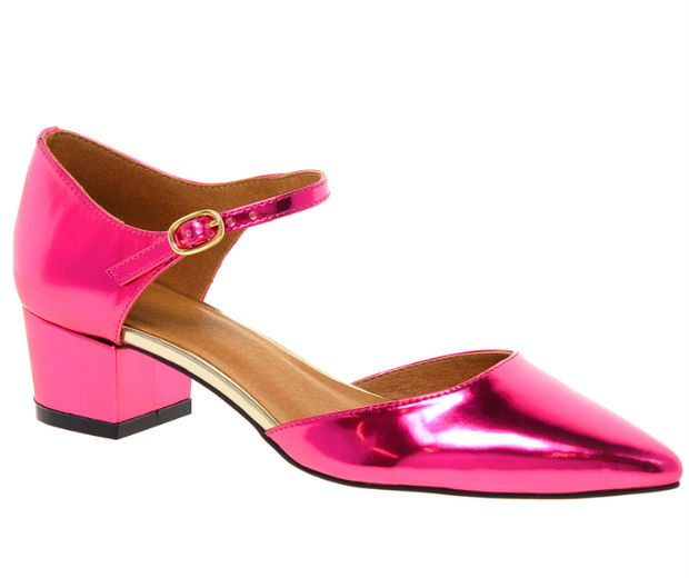 Our obsession with pencil-point flats just keeps on going and the latest pair we’re crushing on are these Asos metallic-pink Mary-Janes