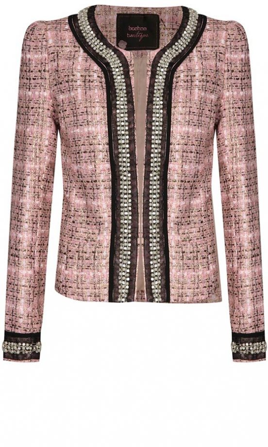 Boohoo Boutique Boucle Pearl Trim Jacket, £45