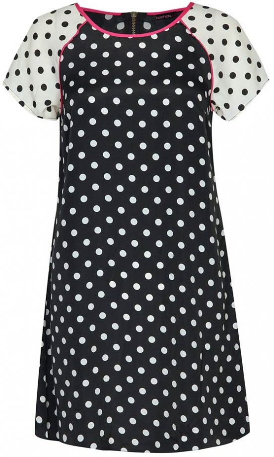 Boohoo Contrast Colour Spot Shift Dress, £15