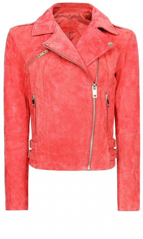 Mango Coral Crush Suede Biker Jacket, £69.99