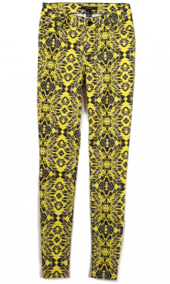Forever 21 SS13 Yellow Printed Jeans