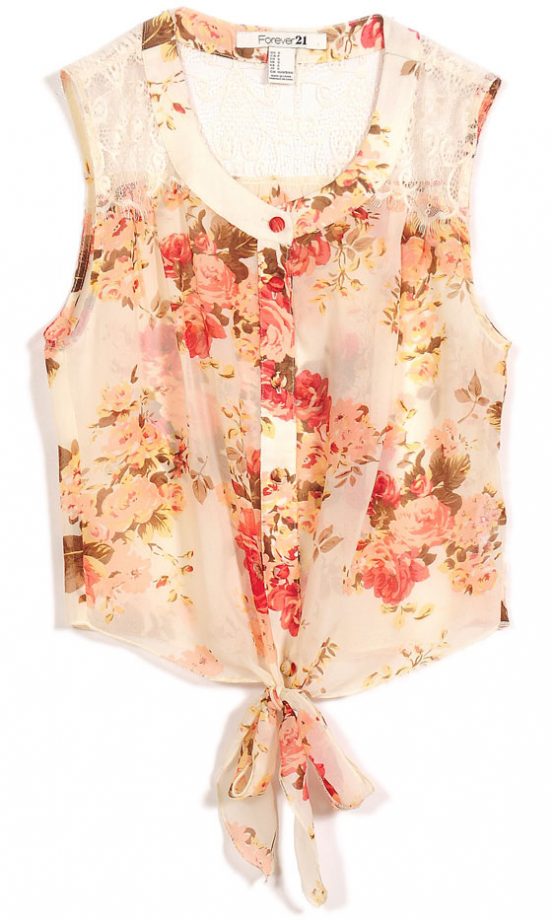 Forever 21 SS13 Floral Tie top