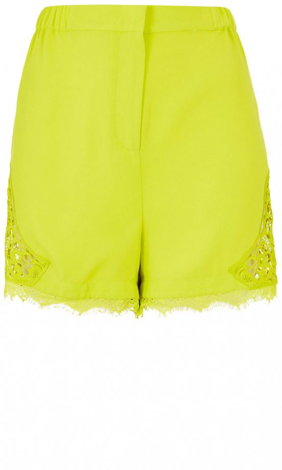 Topshop Luminous Yellow Lace Shorts, £32
