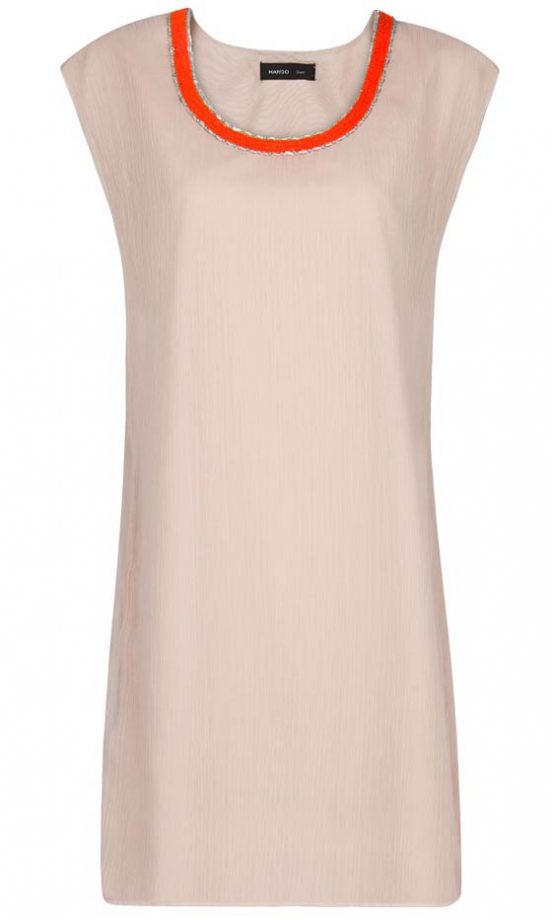 Mango Chiffon Dress With Beaded Neckline, £44.99