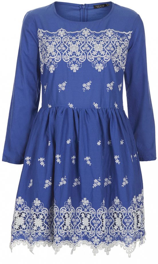 Topshop Blue Embroidered Dress, £46