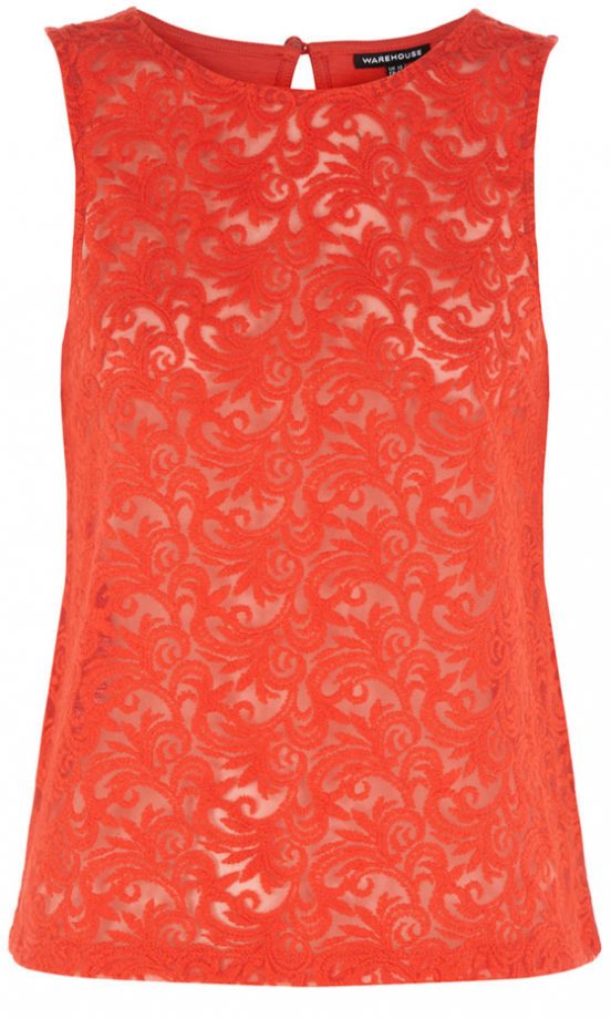 Warehouse Embroidered Mesh Shell Top, £30