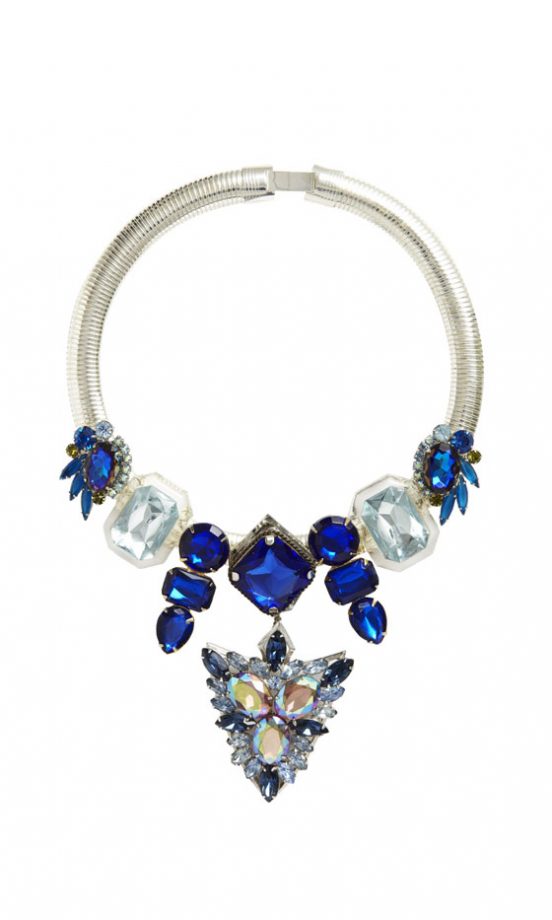 ASOS Silver And Blue Gem Necklace