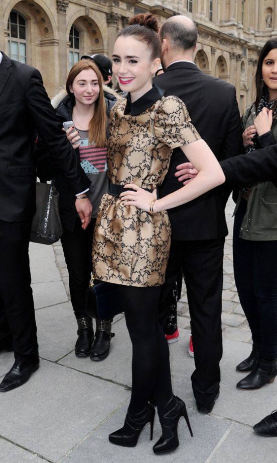 Lily Collins At The Louis Vuitton Show At Paris Fashion Week, 2013