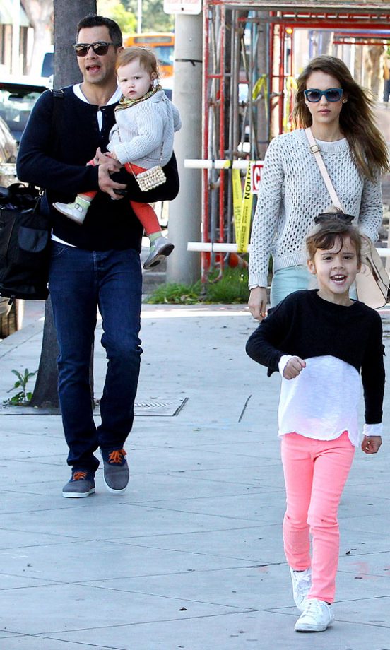 Jessica Alba, Cash Warren And Family Out For Breakfast In LA, 2013
