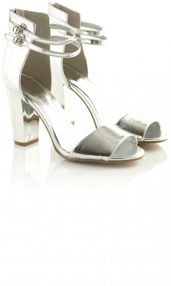 Fashion Union Silver Double Strap Heels, £28