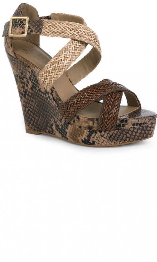 F&F SS13 Snake Print Weave Strap Wedges
