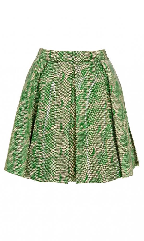 ASOS Green Leather Snake Print Skirt, £95