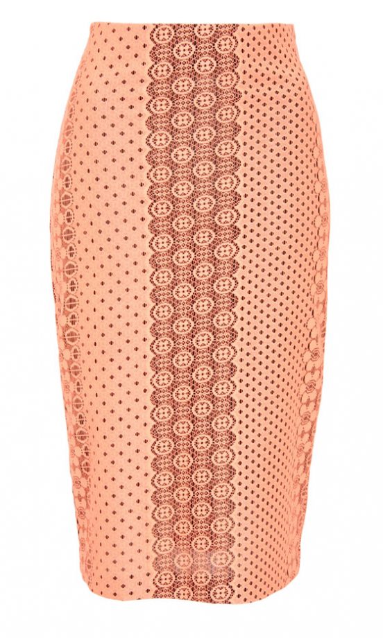 ASOS Fitted Orange Print Skirt