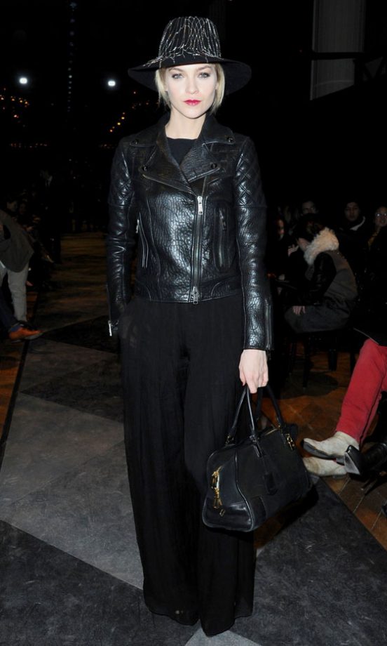 Leigh Lezark Wearing A Loewe Jacket And Carring A Loewe Bag At The Loewe AW13 Show At Paris Fashion Week, 2013