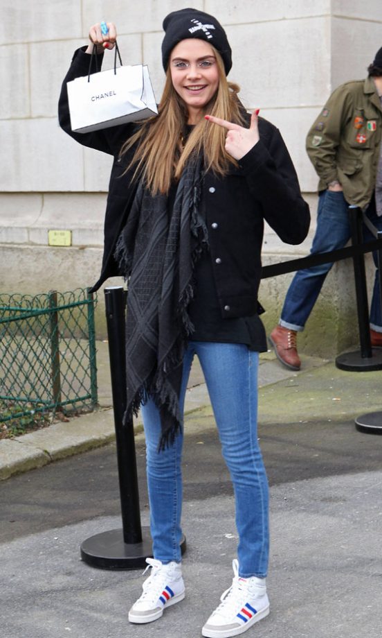 Cara Delevingne At The Chanel AW13 Show At Paris Fashion Week, 2013