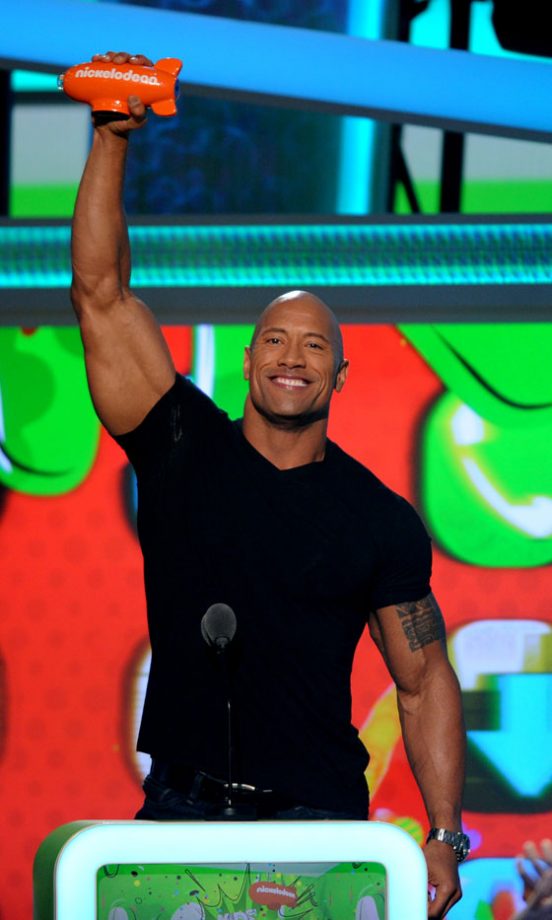 Dwayne Johnson Accepts His Favourite Male Buttkicker Award At The Nickelodeon's Kids Choice Awards, 2013