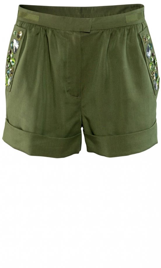 H&M Green Embellished Shorts, £14.99