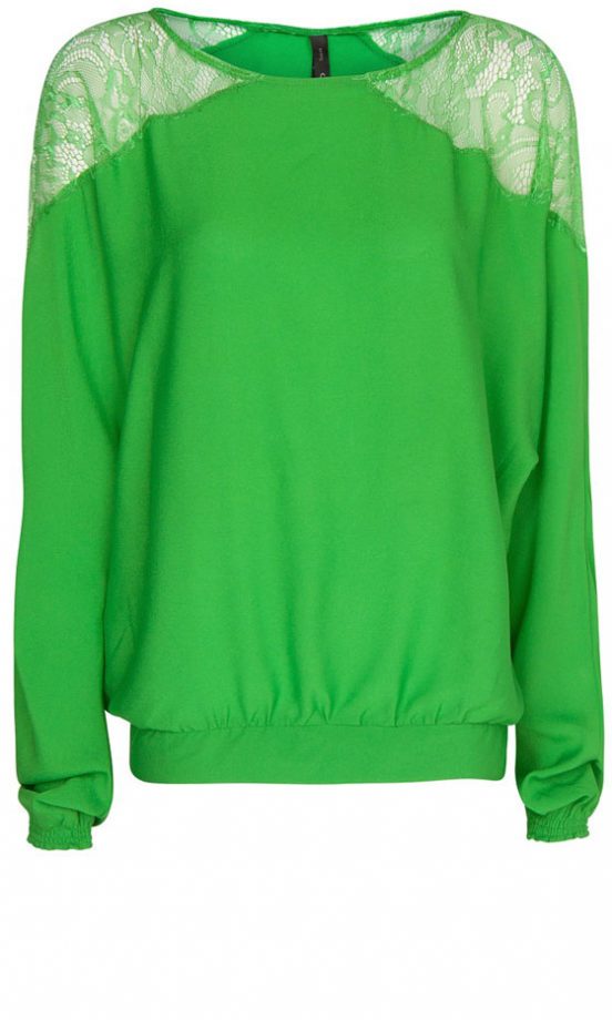 Mango Green Lace Shoulders Blouse, £34.99
