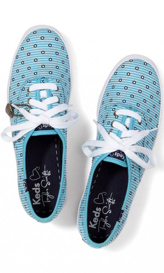 Taylor Swift For Keds Champion Blue Stripe Dot Pumps, £45