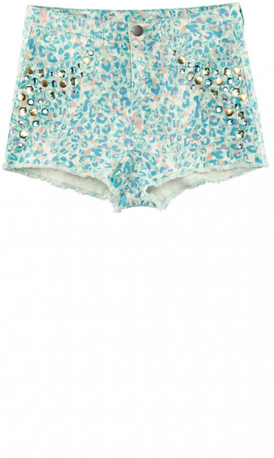 H&M High Summer Embellished Denim Shorts