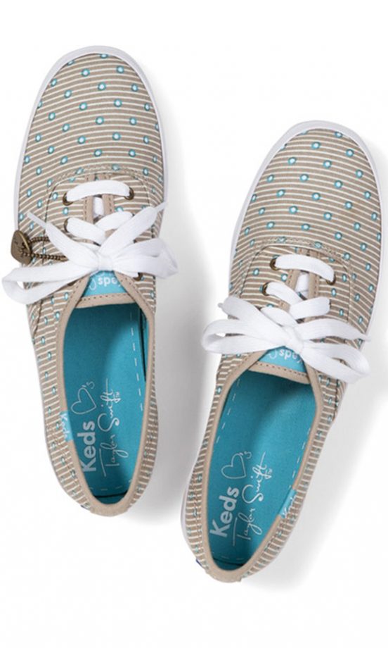 Taylor Swift For Keds Champion Grey Stripe Dot Pumps, £45