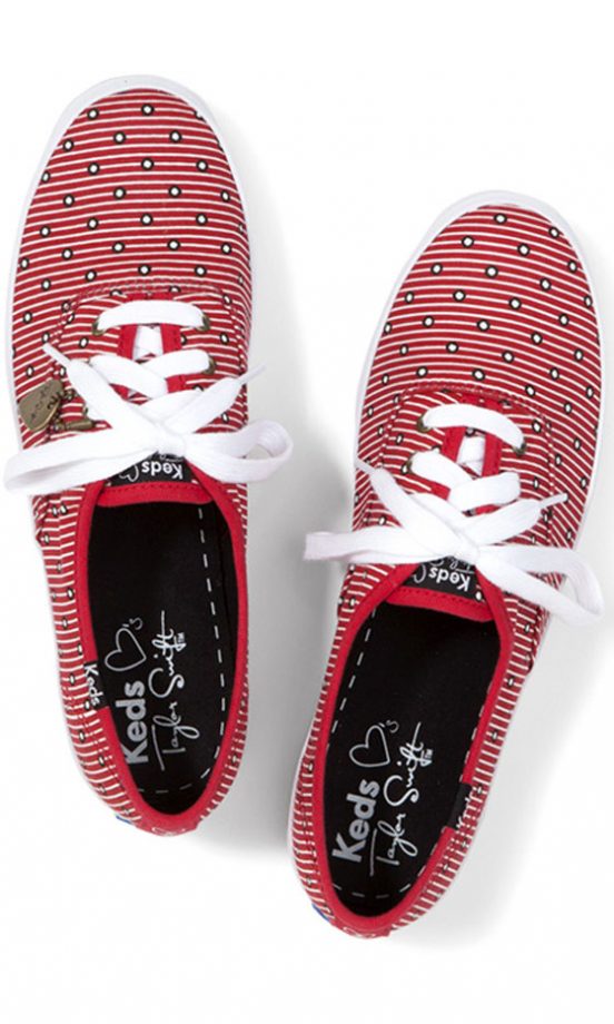 Taylor Swift For Keds Champion Red Stripe Dot Pumps, £45