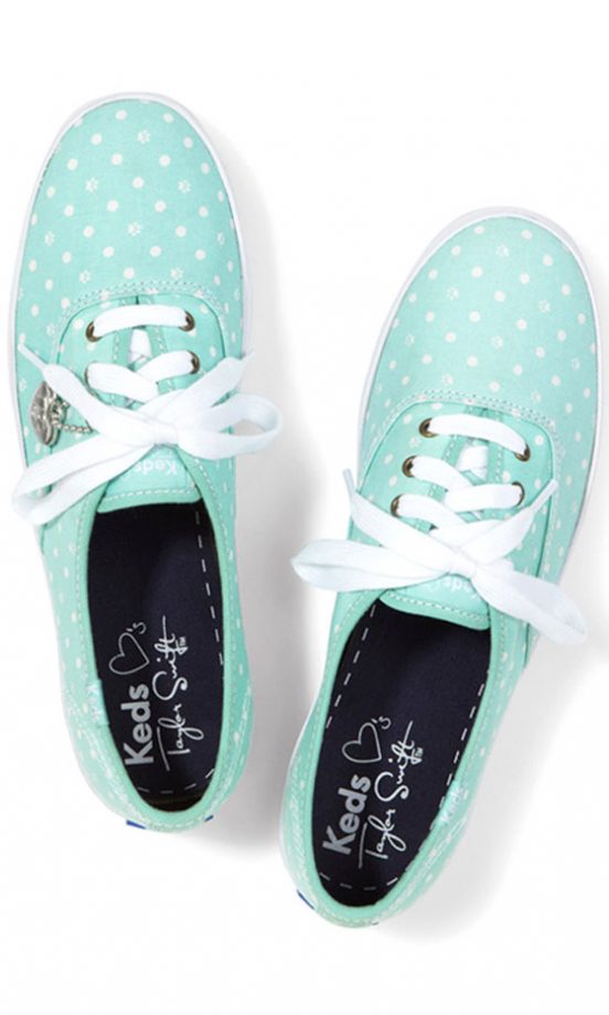 Taylor Swift For Keds Champion Turquoise Paw Dot Pumps, £45