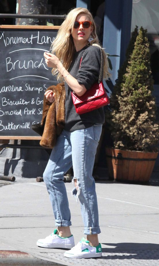 Sienna Miller Updates Her Update With Red Accessories Whilst Out In New York, 2013