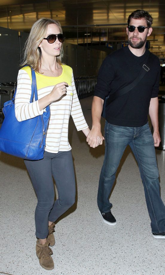 Emily Blunt And John Krasinski At LAX Airport, 2013