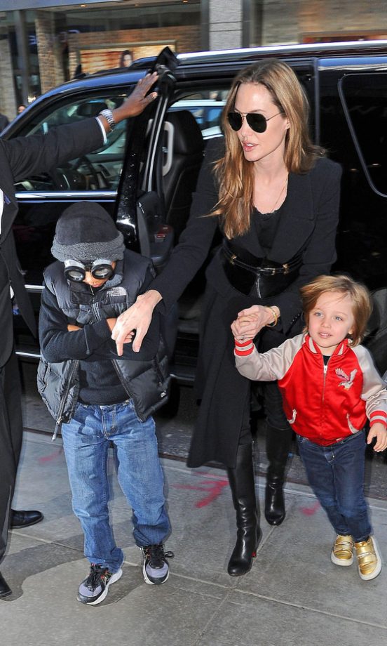 Angelina Jolie Out Shopping In New York With her Brood, 2013