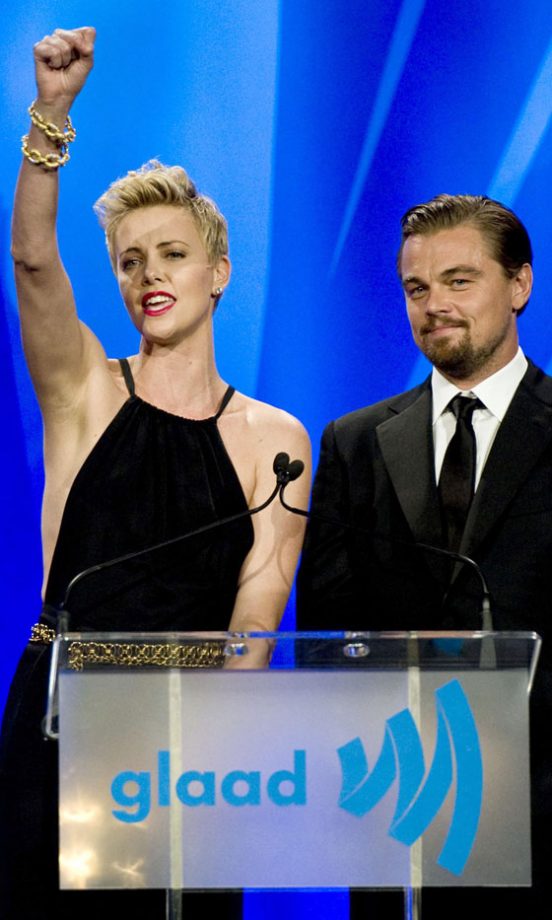 Charlize Theron And Leonardo DiCaprio At The GLAAD Media Awards, 2013