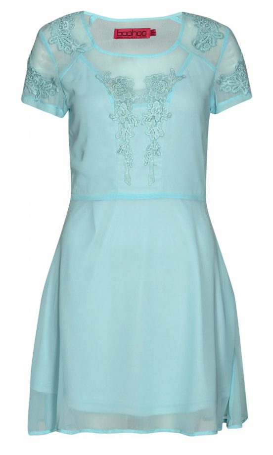 Boohoo Aqua Embroidered Dress, £25