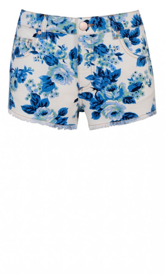 Miss Selfridge Blue Floral Denim Shorts