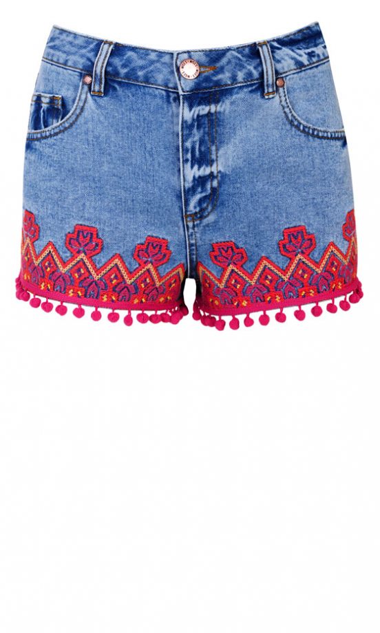 Miss Selfridge Fringed Pom Pom Shorts