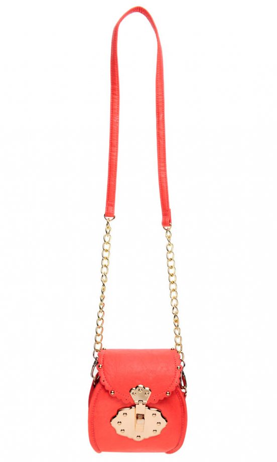 Miss Selfridge Orange Chain Bag