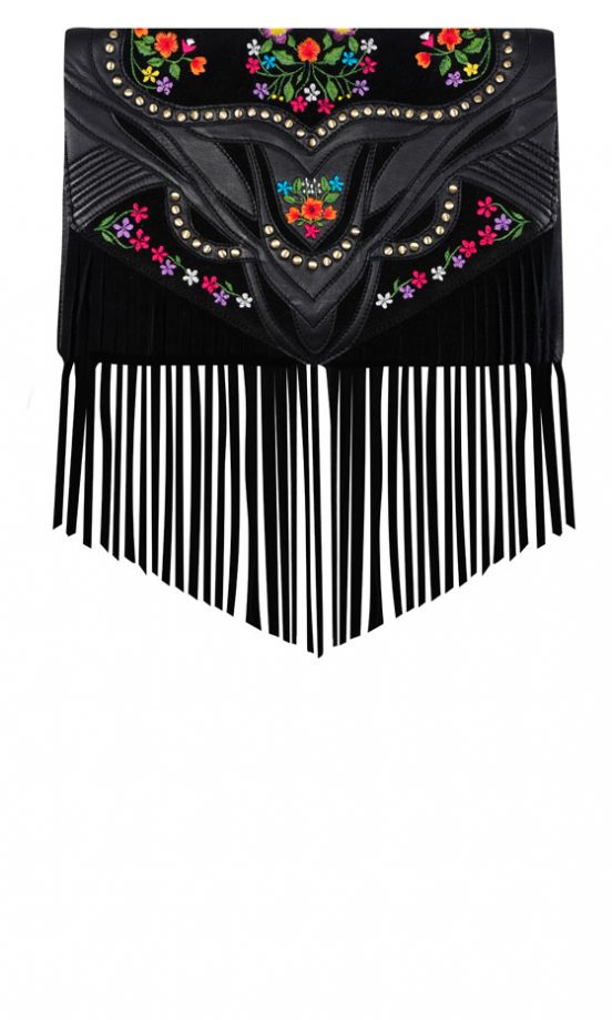 Miss Selfridge Embroidered Tassel Clutch