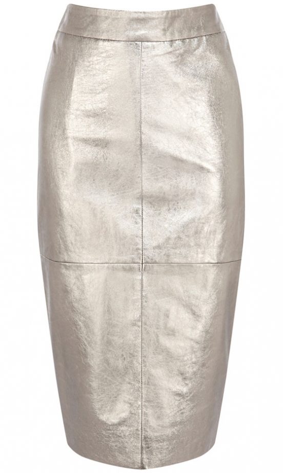Oasis Metallic Leather Skirt, £90