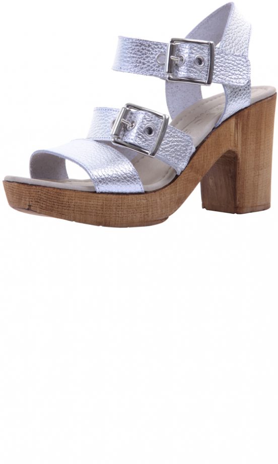 Silver Buckle Wooden Sandals, £55