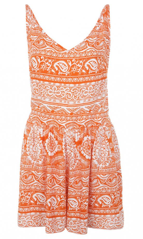 Miss selfridge Orange Printed Playsuit, £37